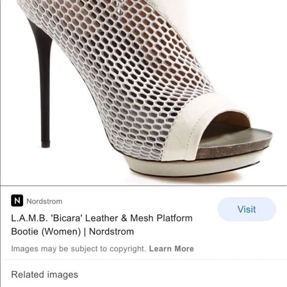 COPY - 10 LAMB “Bicara” booties stiletto heels peep toe zombie leather platform… - Picture 3 of 12